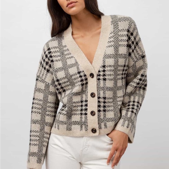 Rails Sweaters - Rails Reese Oatmeal Plaid Sweater - XS